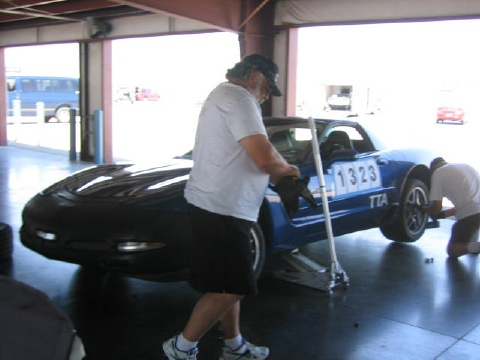 pit crew in garage